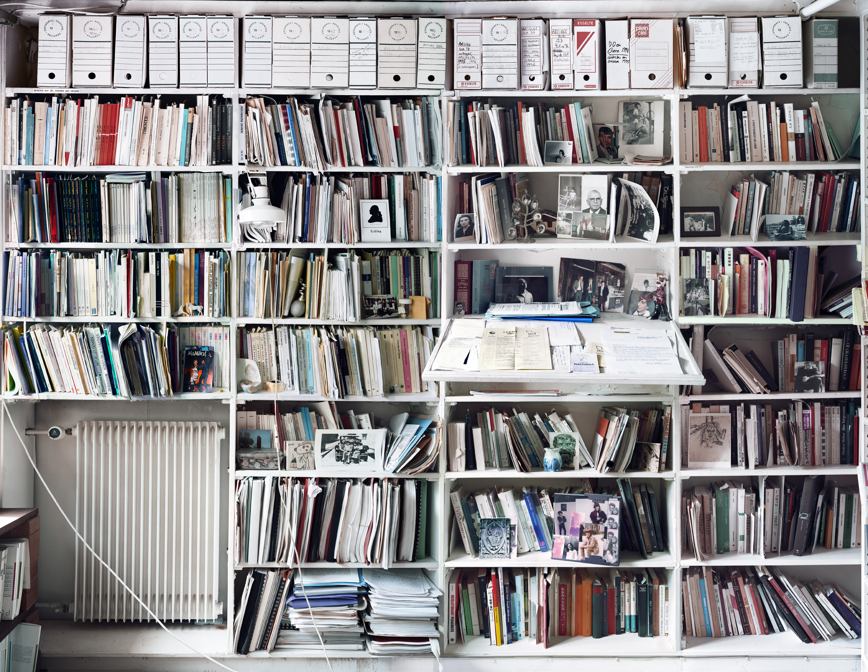 A view of part of Jacques Derrida's library in his home in Ris Organgis.