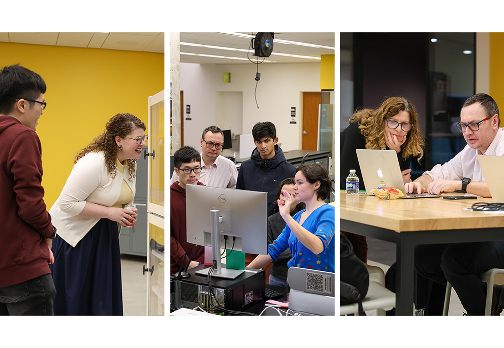 Sarah Reiff-Conell Ariel Ackerly and Ofira Schwartz-Soicher help attendees during the Wintersession