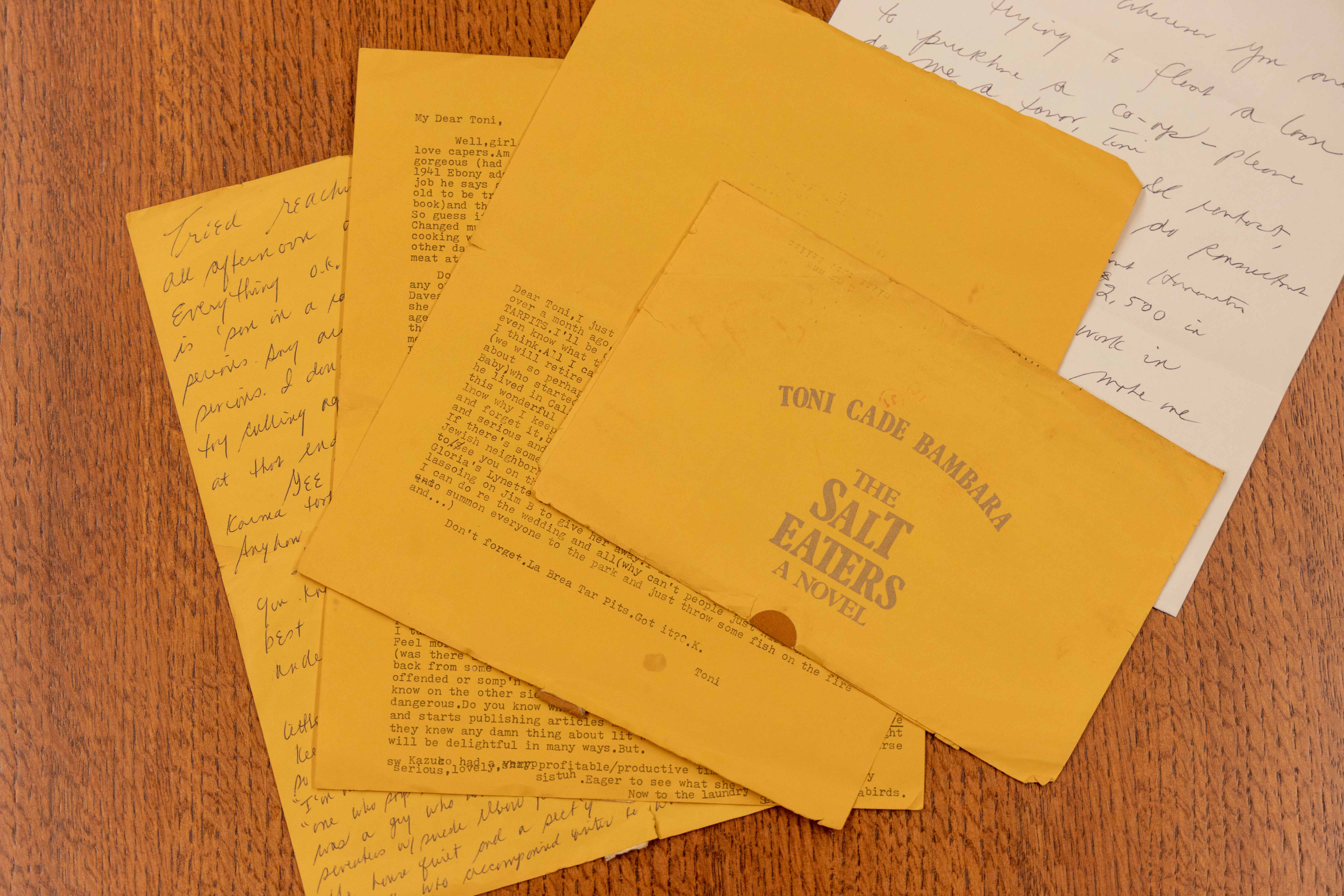 Select letters from Toni Cade Bambara to Toni Morrison, circa 1980s. From Toni Morrison Papers at Princeton University Library