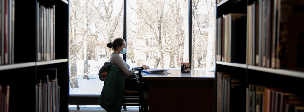 student studying in Marquand Library