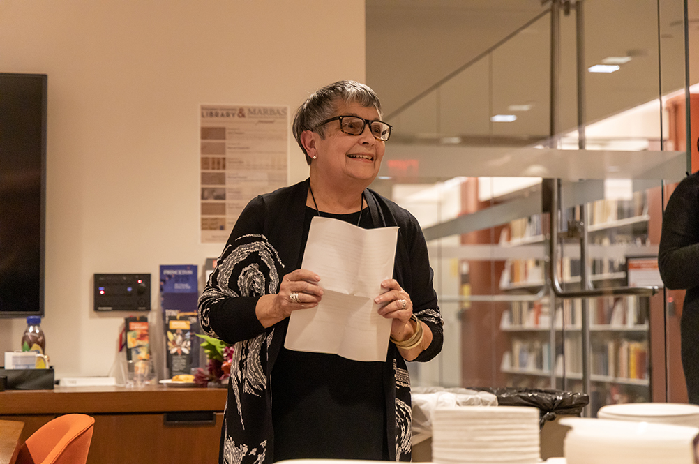 Alma Concepción gives opening remarks during her archive unveiling.