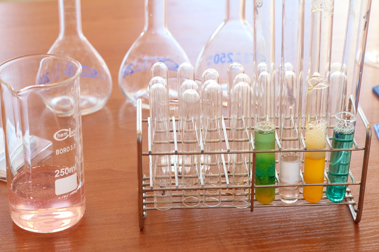 chemistry beakers and vials