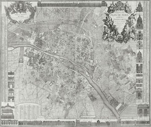 Jean de Lagrive (1689-17570, Plan de Paris divisé en seize quartiers…[Paris]: de l’imprimerie de Charbonnier, rue St. Jacques au