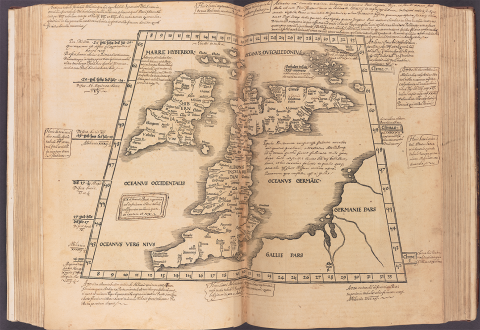 First Ptolemaic map of Europe (of the British Isles) in Claudii Ptolemaei Geographicae enarrationis libri octo 