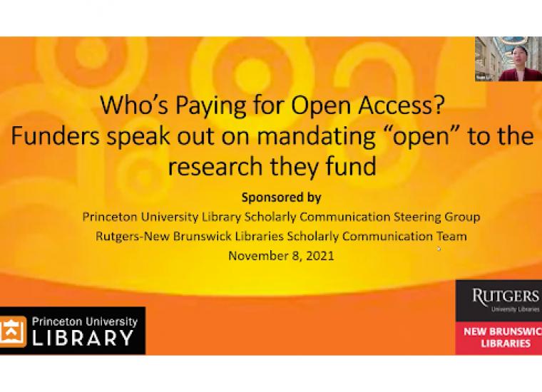 The title slide of the "Who's Paying for Open Access?" event