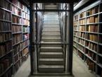 books and caged staircase