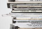 Stack of vintage vinyl records (LPs)