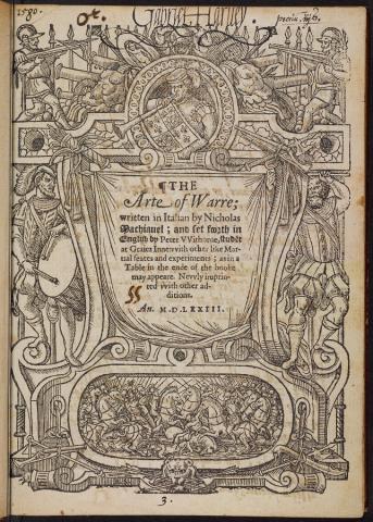 Gabriel Harvey. His copy with annotations of the Arte of Warre 1573.  http://arks.princeton.edu/ark:/88435/wp988m09p